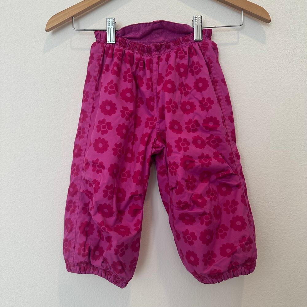 REI magenta pink flower elastic waist double cuffed snow pants 18 month toddler